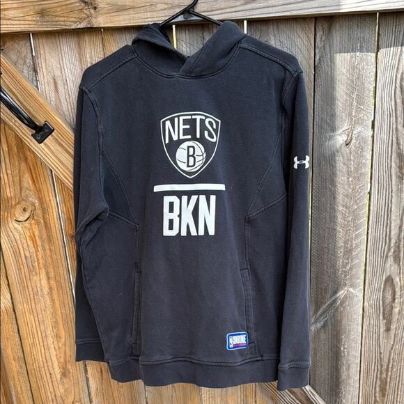 Under Armour Black Brooklyn Nets Heavyweight Hoodie Large - Picture 1 of 6